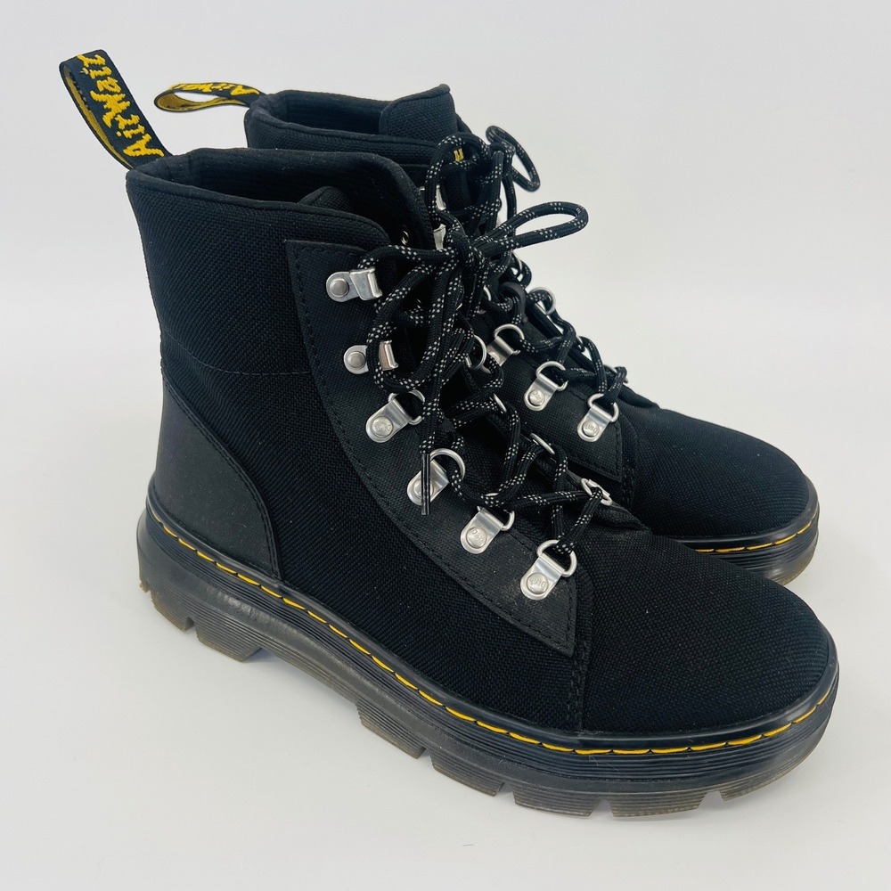 Dr. Martens Combs W Boots Womens 8 L Black Canvas Utility Hiker Combat Boots